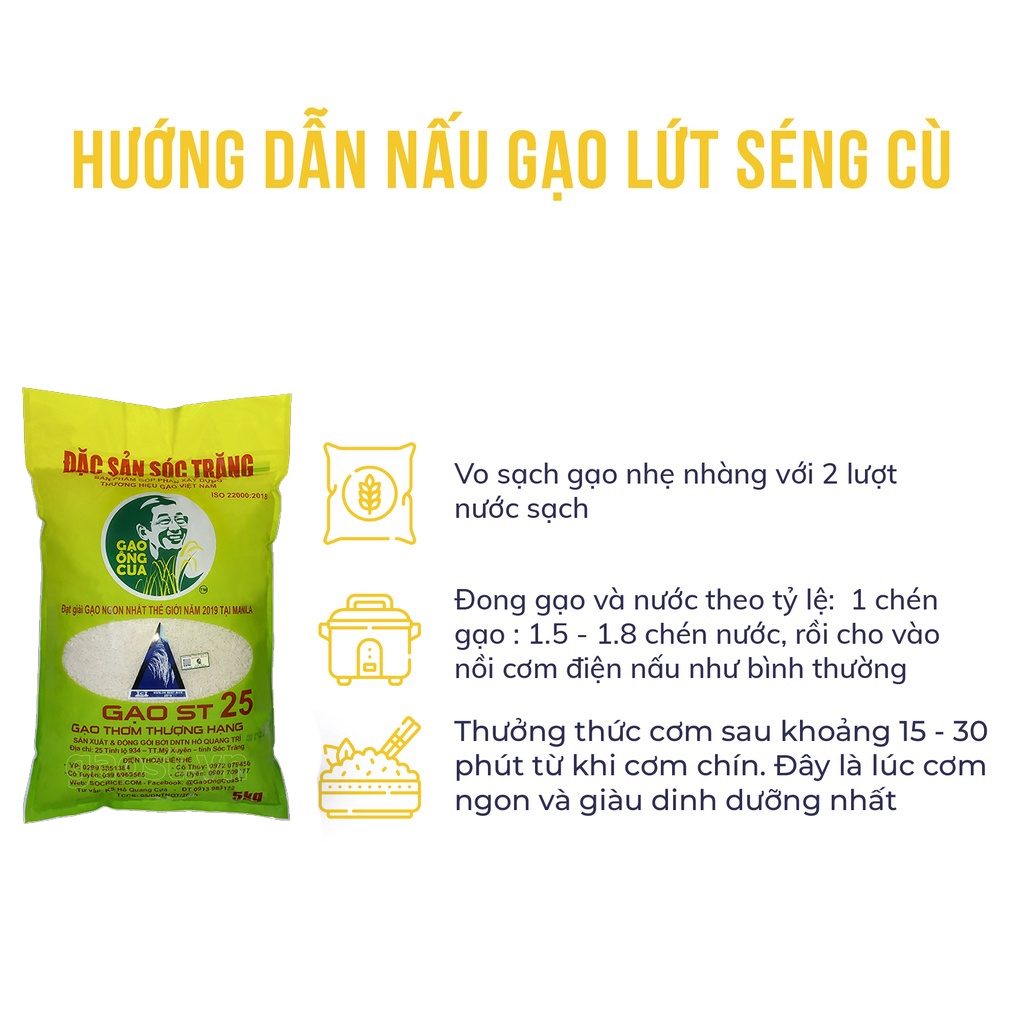 Gạo ST25 Ông Cua Lúa Tôm túi 5Kg - Giá Sỉ, Hàng chính hãng Phân Phối