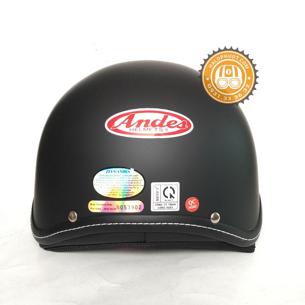 Nón bảo hiểm Andes 139 Kính Âm (Đen Nhám)