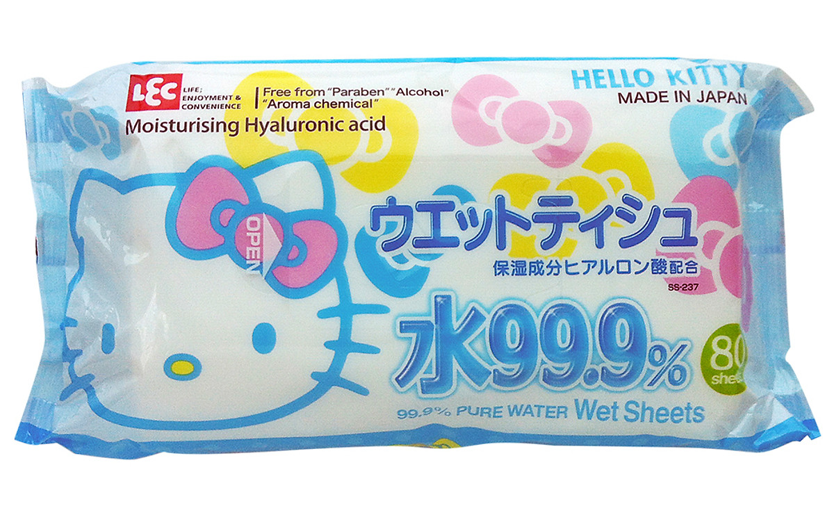[HCM]Combo 3 bịch khăn ướt Lec Hello Kitty 80 tờ