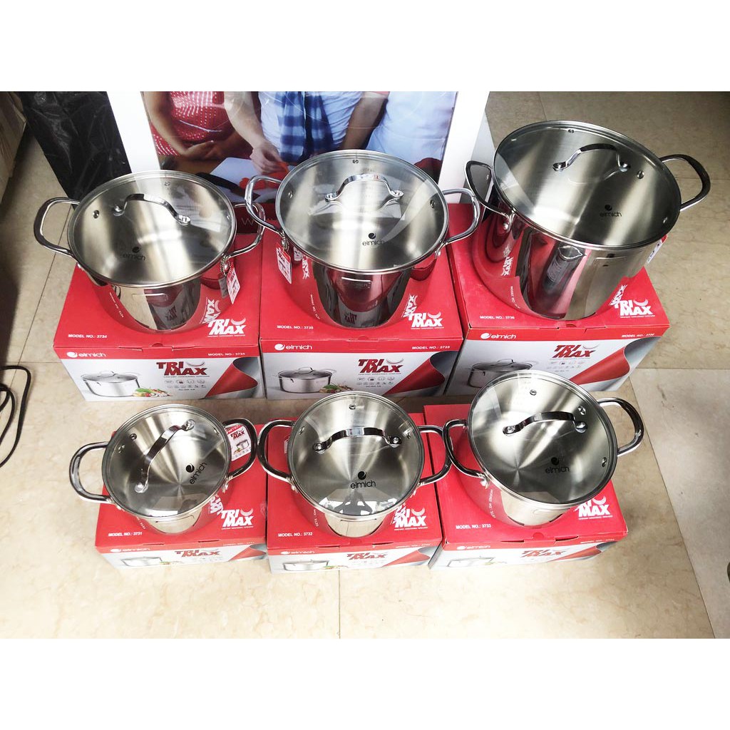Nồi inox cao cấp 3 lớp đáy liền Tri-Max (16cm 18cm 20cm 24cm 26cm 28cm)