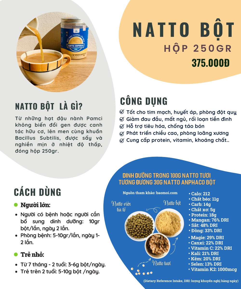 Natto Anphaco, Bột đậu tương lên men kiểu Nhật, hộp 250gr