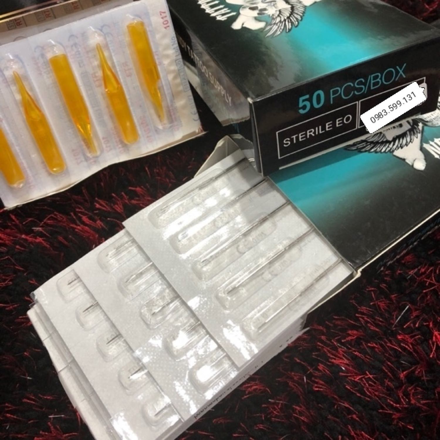 Bộ kim xăm + ngòi 13RL đi nét tiệt trùng Anbolo