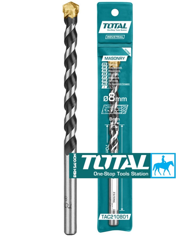 Mũi khoan tường khoan bê tông đuôi trơn 8mm dài 200mm Total TAC210803