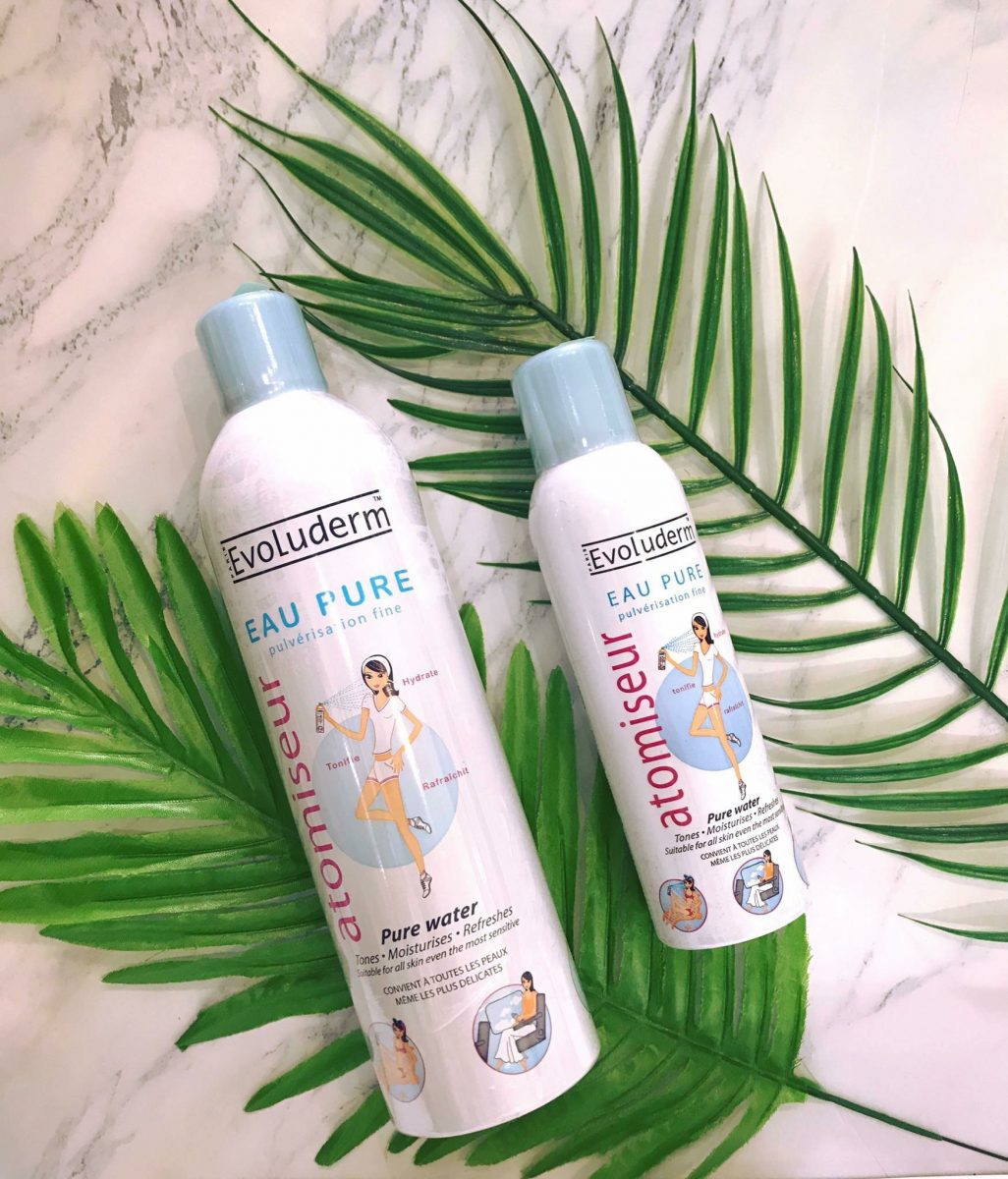 Xịt khoáng Evoluderm Eau Pure 400ml nhập khẩu từ Pháp cung cấp độ ẩm cho da săn chắc và rạng rỡ tự nhiên