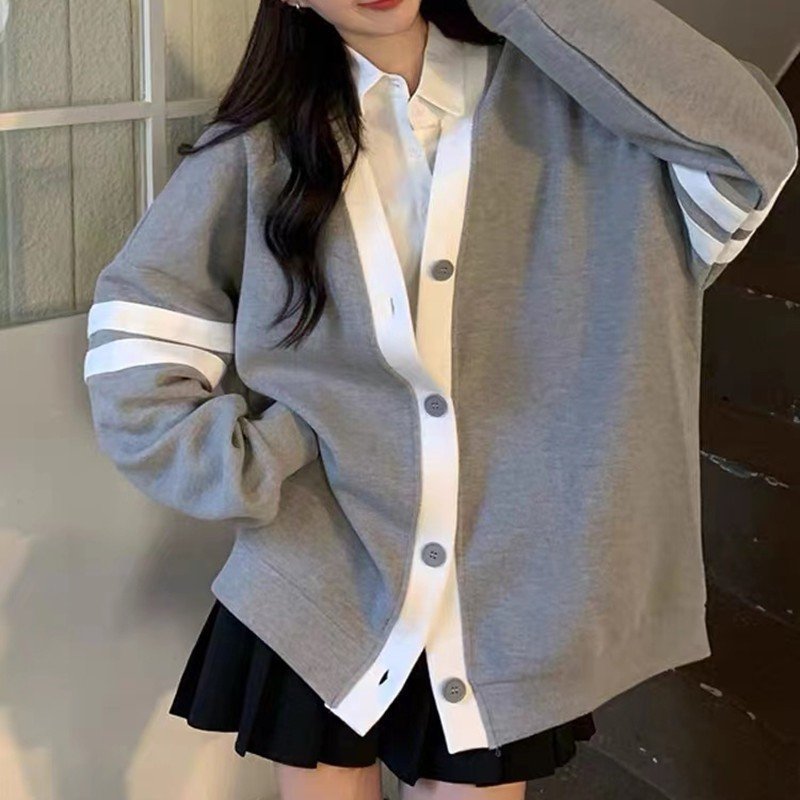Áo Cardigan 2 sọc khoác ngoài, Áo khoác len dài tay 3 màu form rộng phù hợp mọi lứa tuổi Xuongmaythaothuy