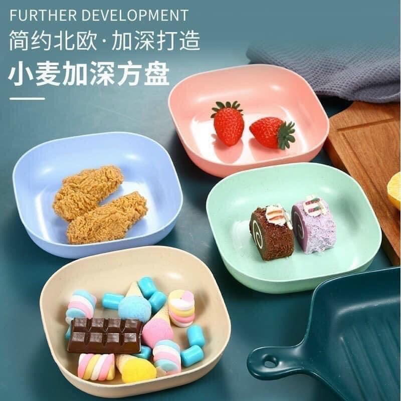 Set 8 đĩa lúa mạch vuông siêu cưng Chọn màu ib