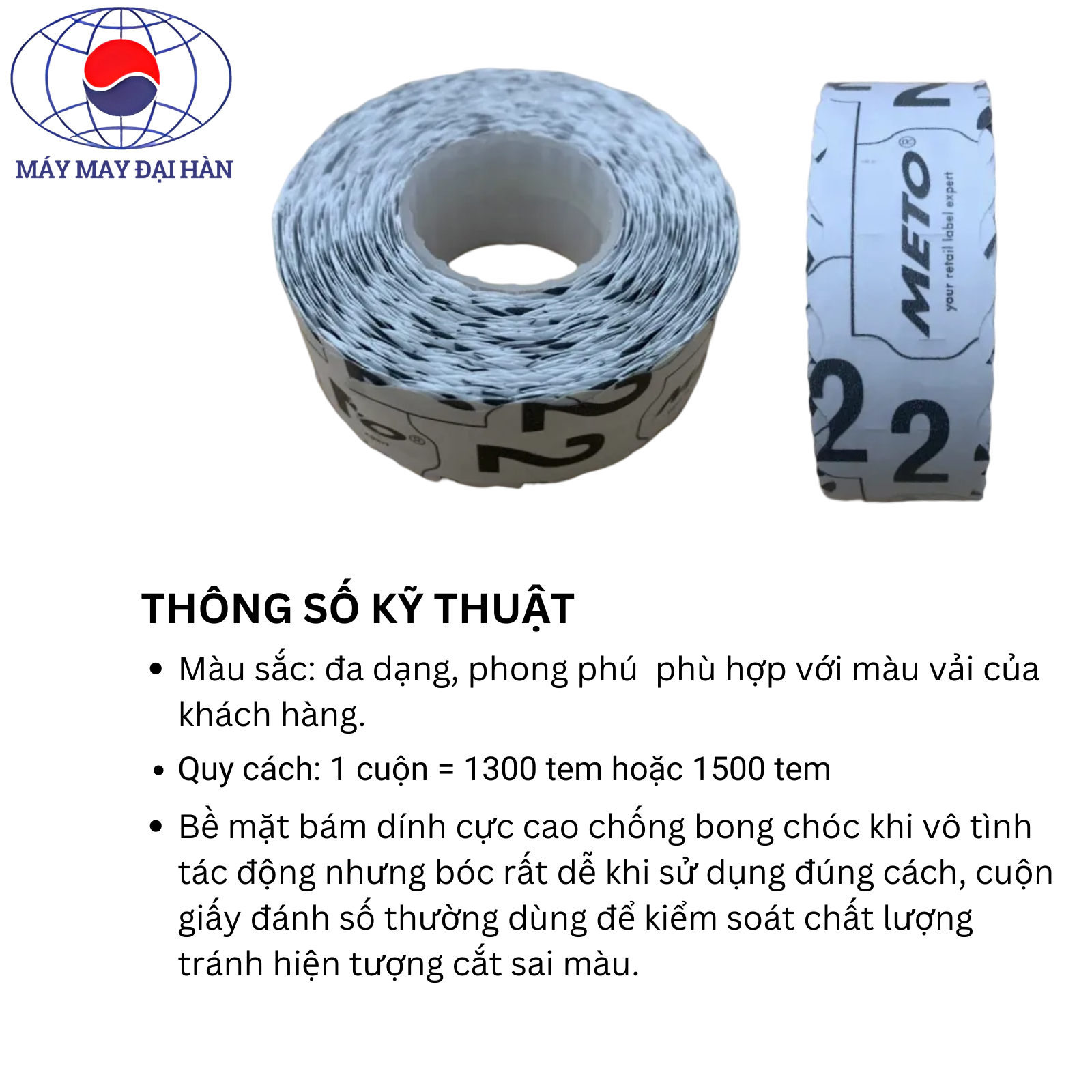 (COMBO 10 CUỘN) Cuộn Đánh Số Meto 2 Đế Đen