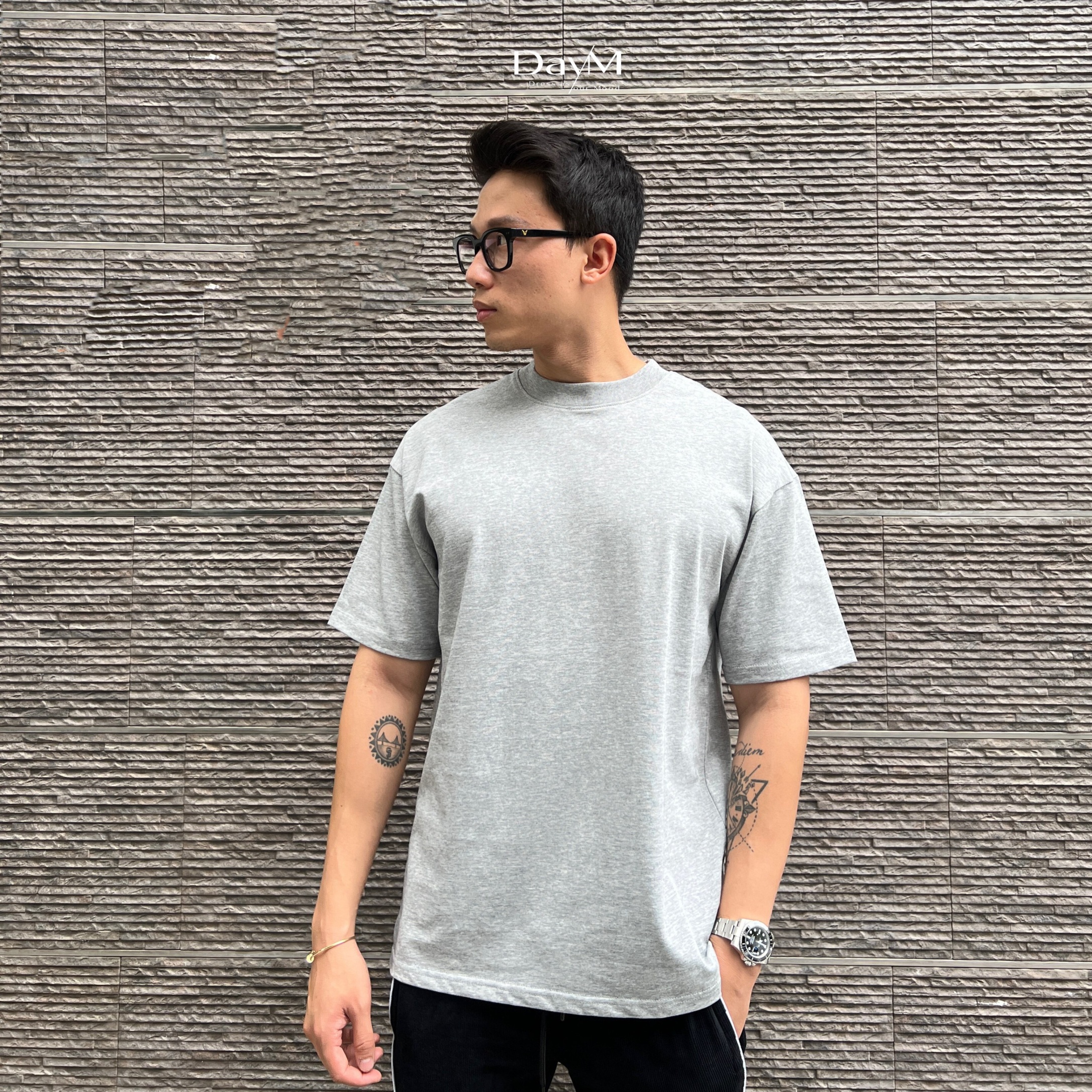 Áo thun nam DayM | Basic Tee Version 2 - Form Âu, oversize, 100% cotton co giãn 2 chiều thoáng mát, 250gsm