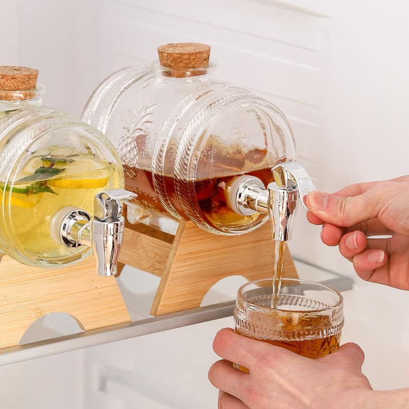 BÌNH THỦY TINH ĐỰNG RÓT RƯỢU,BÌNH ĐỰNG NƯỚC 1 lít kèm đế gỗ