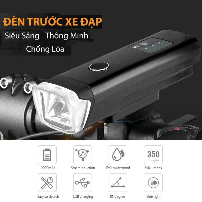 Đèn LED Phía Trước Chống Nước Cho Xe Đạp Đèn Pha Xe Đạp Sạc USB chất lượng cao