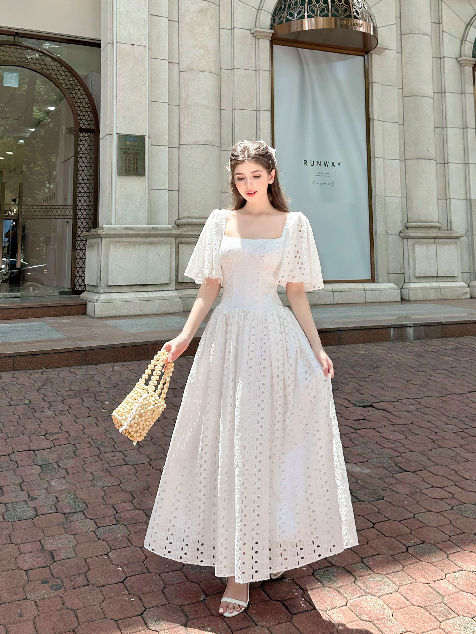 Sò vintage - marie đầm maxi tay cánh tiên