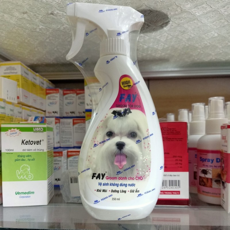 TẮM KHÔ FAY GROOM 350ML - XỊT KHỬ MÙI, DƯỠNG LÔNG CHÓ