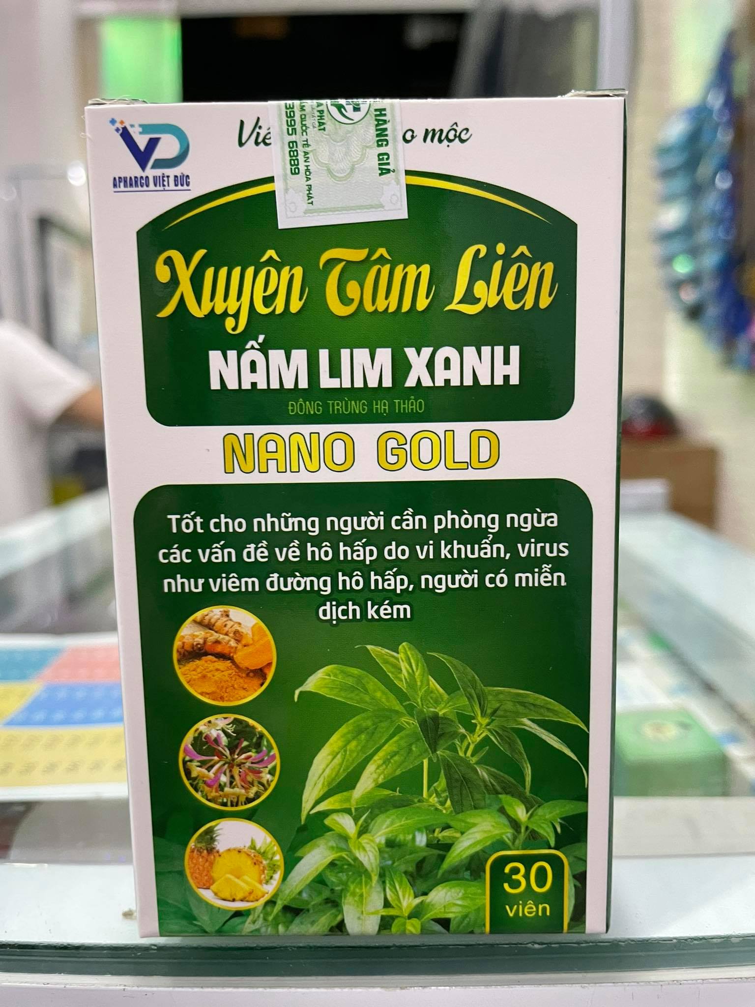 [Xuyên Tâm Liên] Viên Uống Thảo Mộc Xuyên Tâm Liên Nano Gold - Nấm Lim Xanh - Phòng Ngừa Các Bệnh Về Hô Hấp Do Vi Khuẩn Nâng Cao Hệ Miễn Dịch