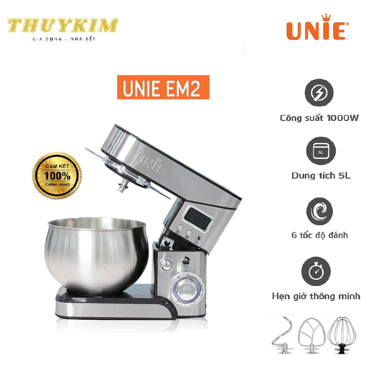 [HÀNG CHÍNH HÃNG] MÁY ĐÁNH TRỨNG TRỘN BỘT UNIE EM2
