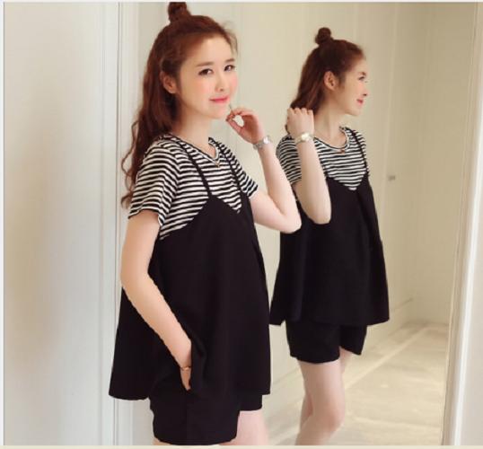 Bộ đồ bầu mặc nhà kẻ đen dễ thương