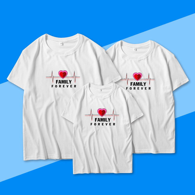 Áo thun cổ tròn, áo phông cổ tròn gia đình, chất liệu thoáng mát mềm mại cotton hình family forever, lavie clothing, LVGD10