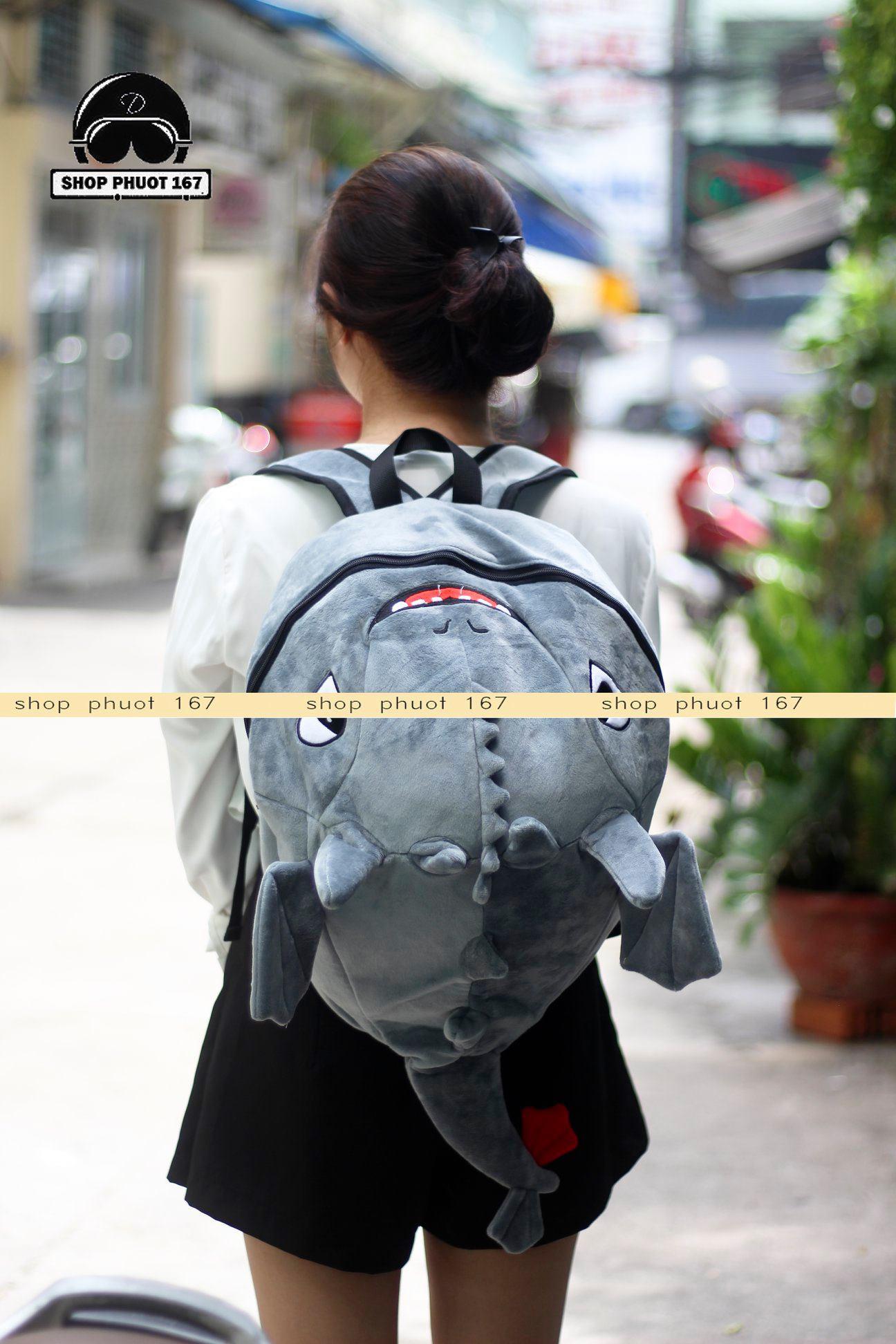 Balo Con Rồng dể thương màu Cam và Xám nè, vải nhung loại lớn