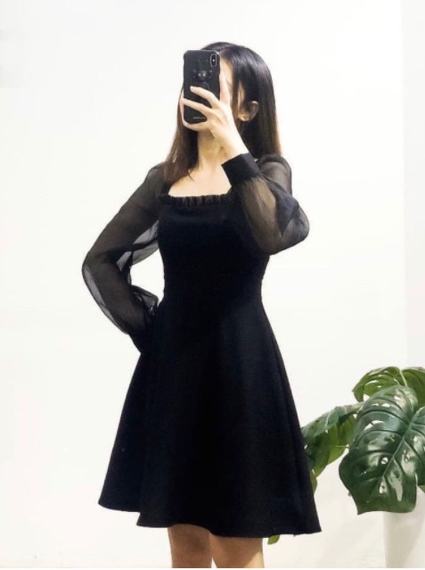 (THANH LÝ) Đầm Trắng Xòe Tay Phồng Dễ Thương