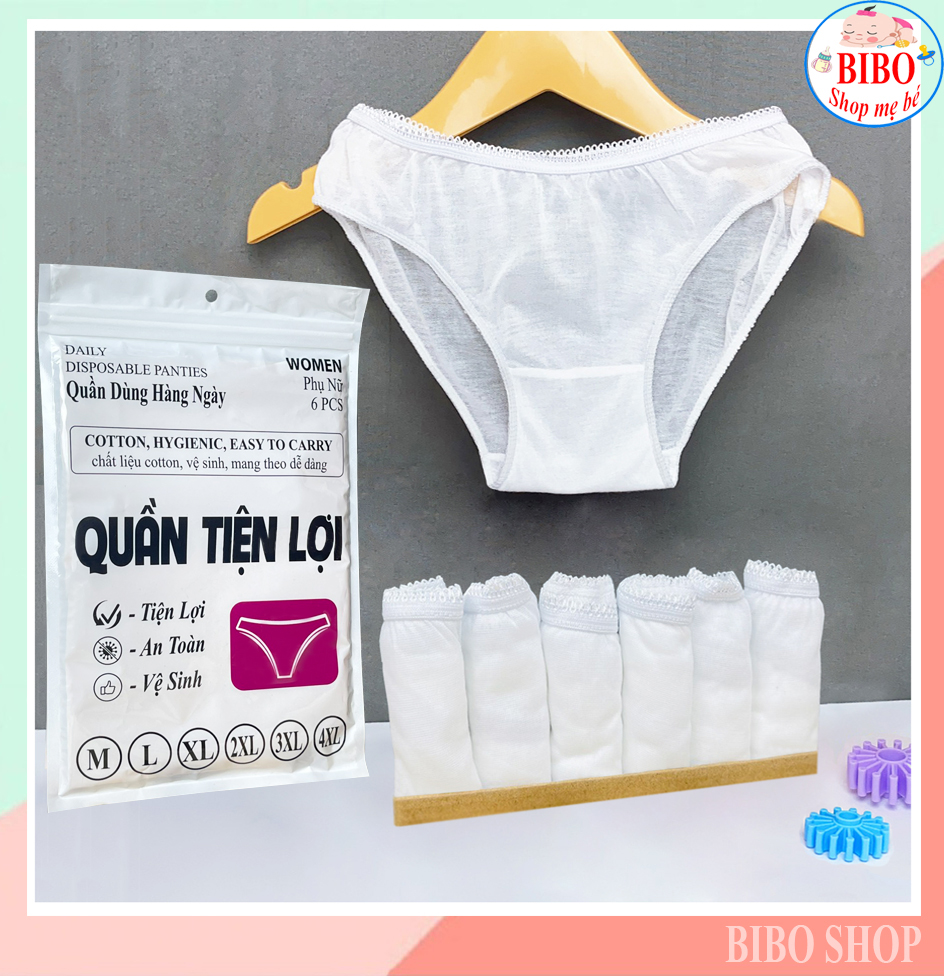 Set 6 Quần Lót Giấy Cotton 100%, Dùng 1 Lần, Quần Tiện Lợi, Dùng Khi Đi Du Lịch, Mẹ Bầu Đi Sinh,Sinh Viên Học Quân Sự