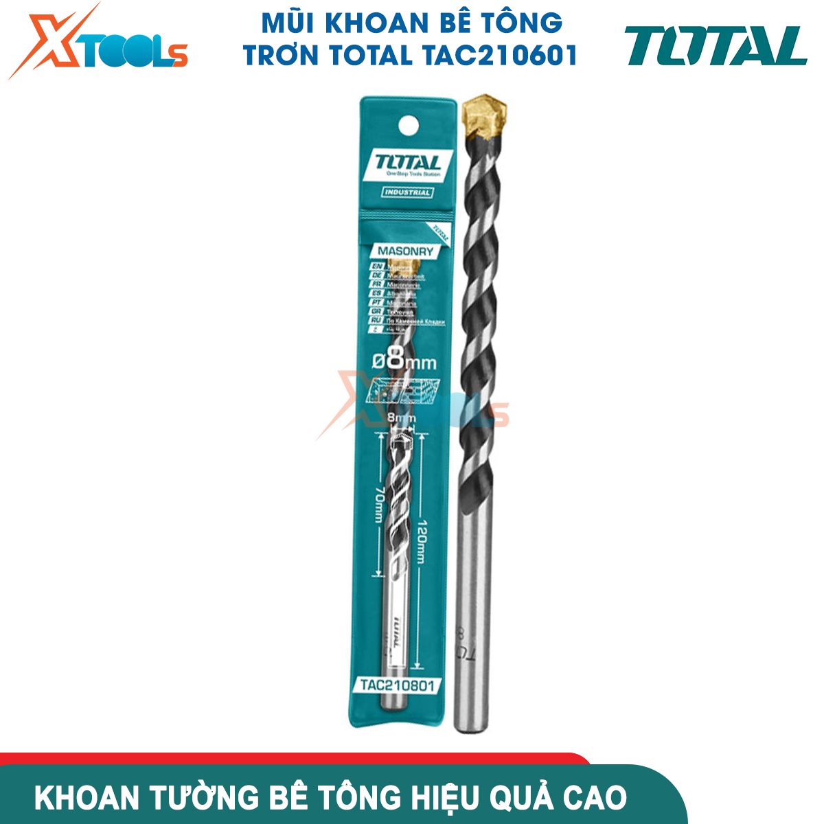 Mũi khoan bê tông trơn Total, chất liệu mũi khoan thép cao cấp, cứng, nhiều kích thước, Khoan tường, khoan bê tông hiệu quả XTOOLs