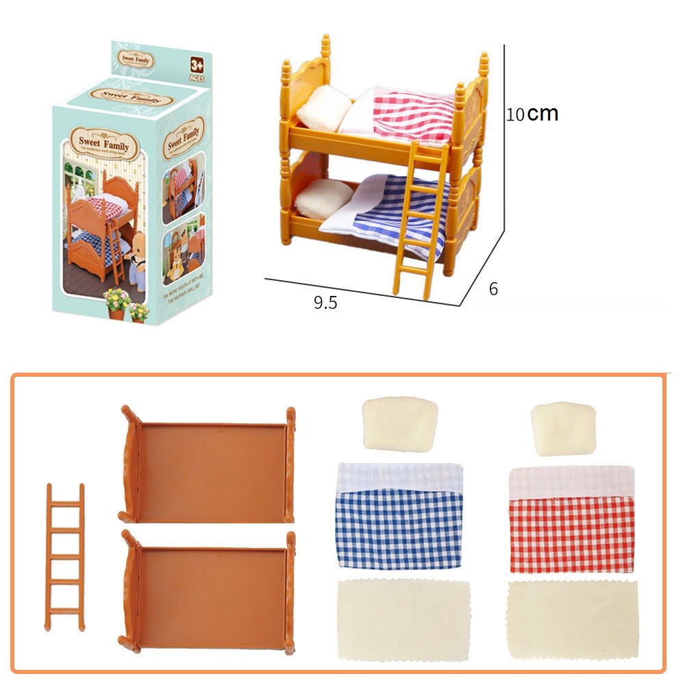 Mô hình giường 2 tầng trang trí nhà búp bê