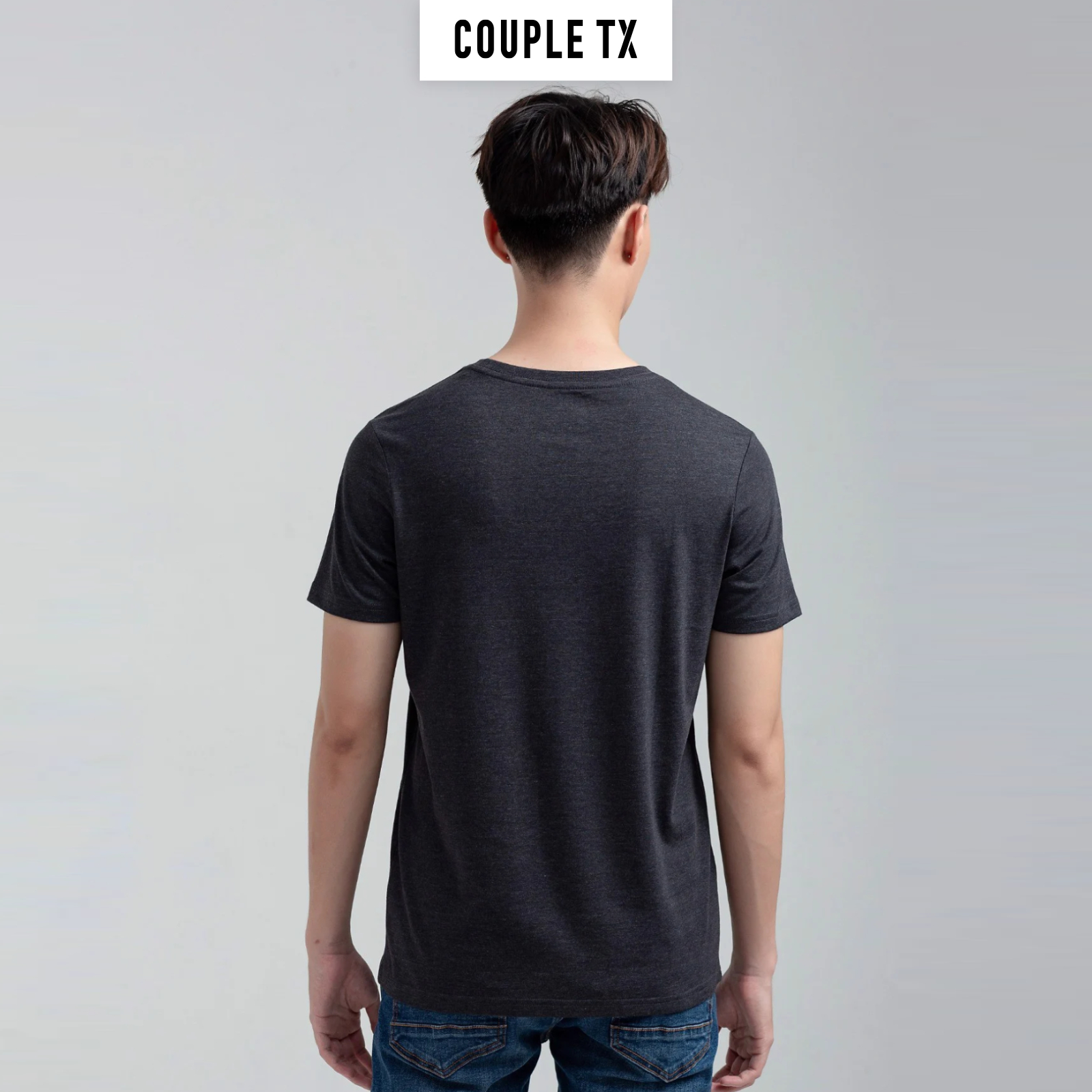 Áo Thun Nam  Couple TX-  Áo Thun Trơn, Cổ Tròn Basic In Logo X