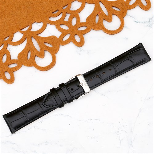 Dây da đồng hồ L023-01 Đen size 20mm