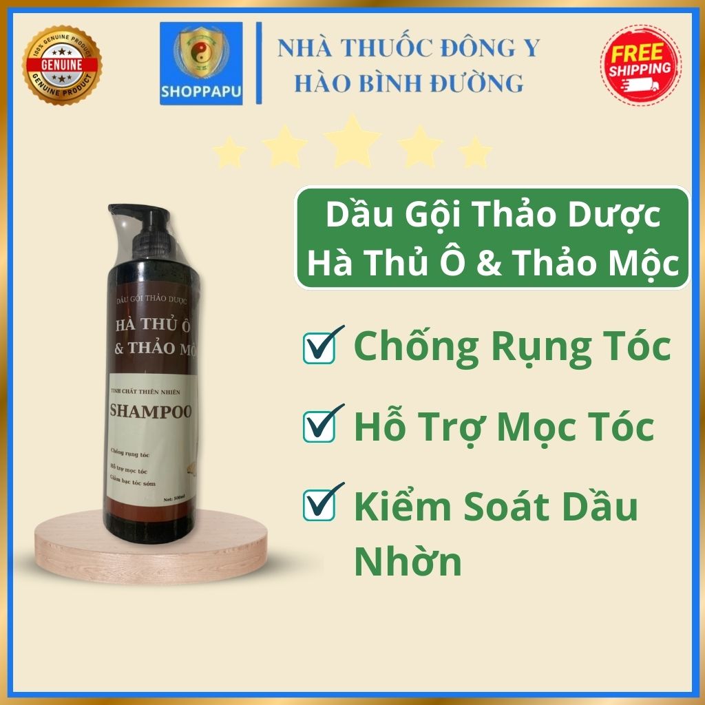 Dầu gội dầu xả thảo dược hà thủ ô và thảo mộc giúp chống rụng tóc, hỗ trợ mọc tóc, giảm bạc tóc sớm