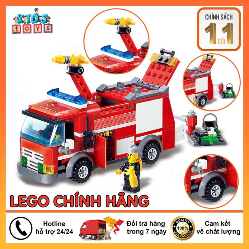 Đồ chơi lego, Lego xe cứu hỏa 206 chi tiết đồ chơi cho bé. chất liệu nhựa ABS an toàn cho bé