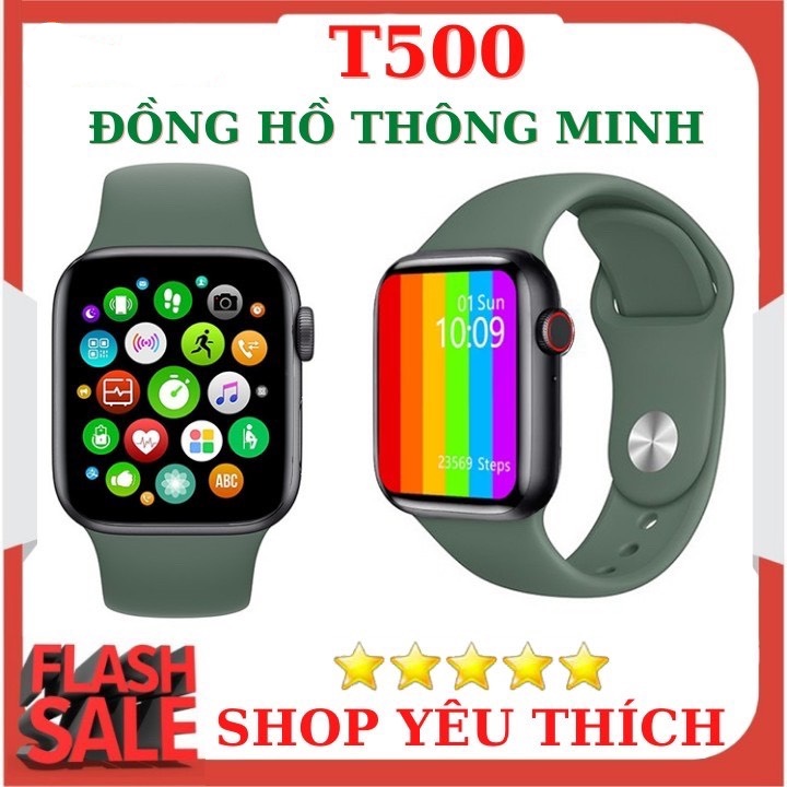 Đồng Hồ Thông Minh T500 Smart Watch Seri 5,6 - Thay được hình nền tùy ý từ điện thoại -Thiết kế thời thượng,thông minh - Nghe gọi trực tiếp - Giao diện tổ ong - hỗ trợ tiếng Việt và nhiều tính năng khác