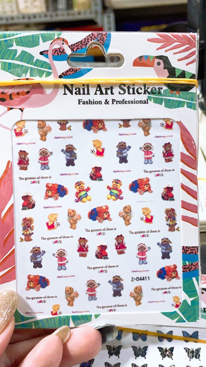 Sticker Gấu ,Miếng dán móng tay 3D nail sticker