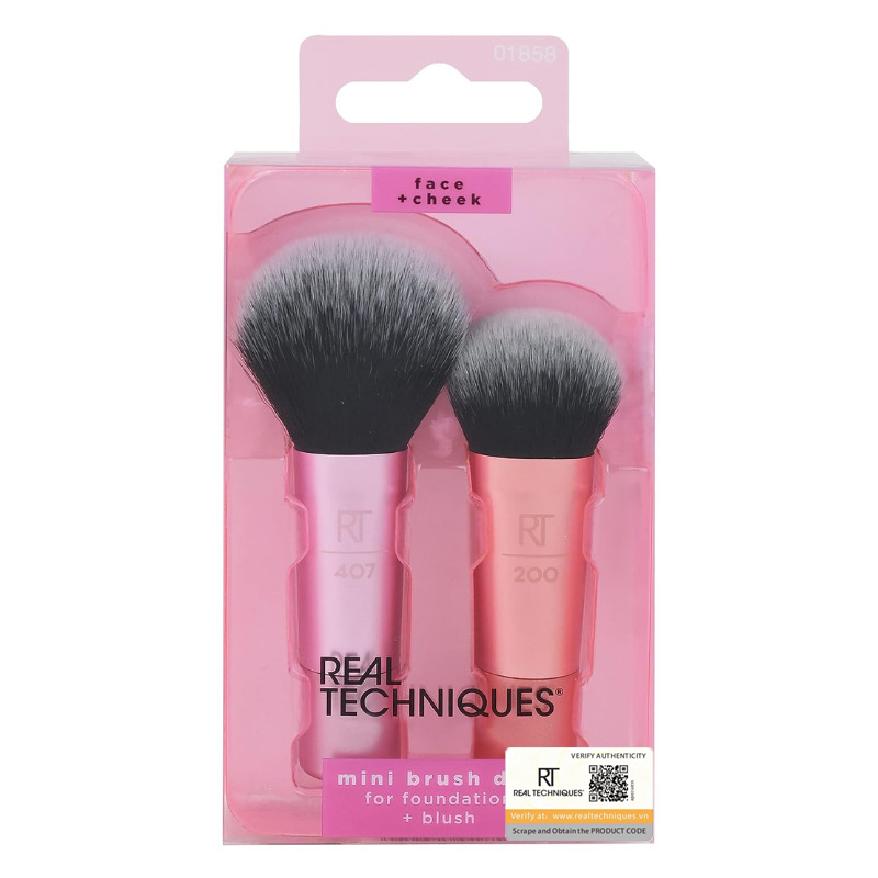 Bộ Cọ 2 Cây RT REAL TECHNIQUES Mini Expert Face Multitask Foundation Blush Cheek