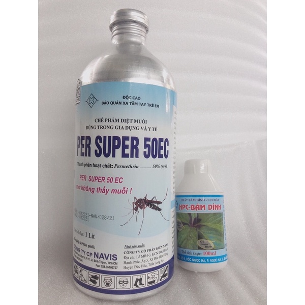 Combo chai nhôm PER SUPER 50EC (1lít) + Bám dính (100ml)