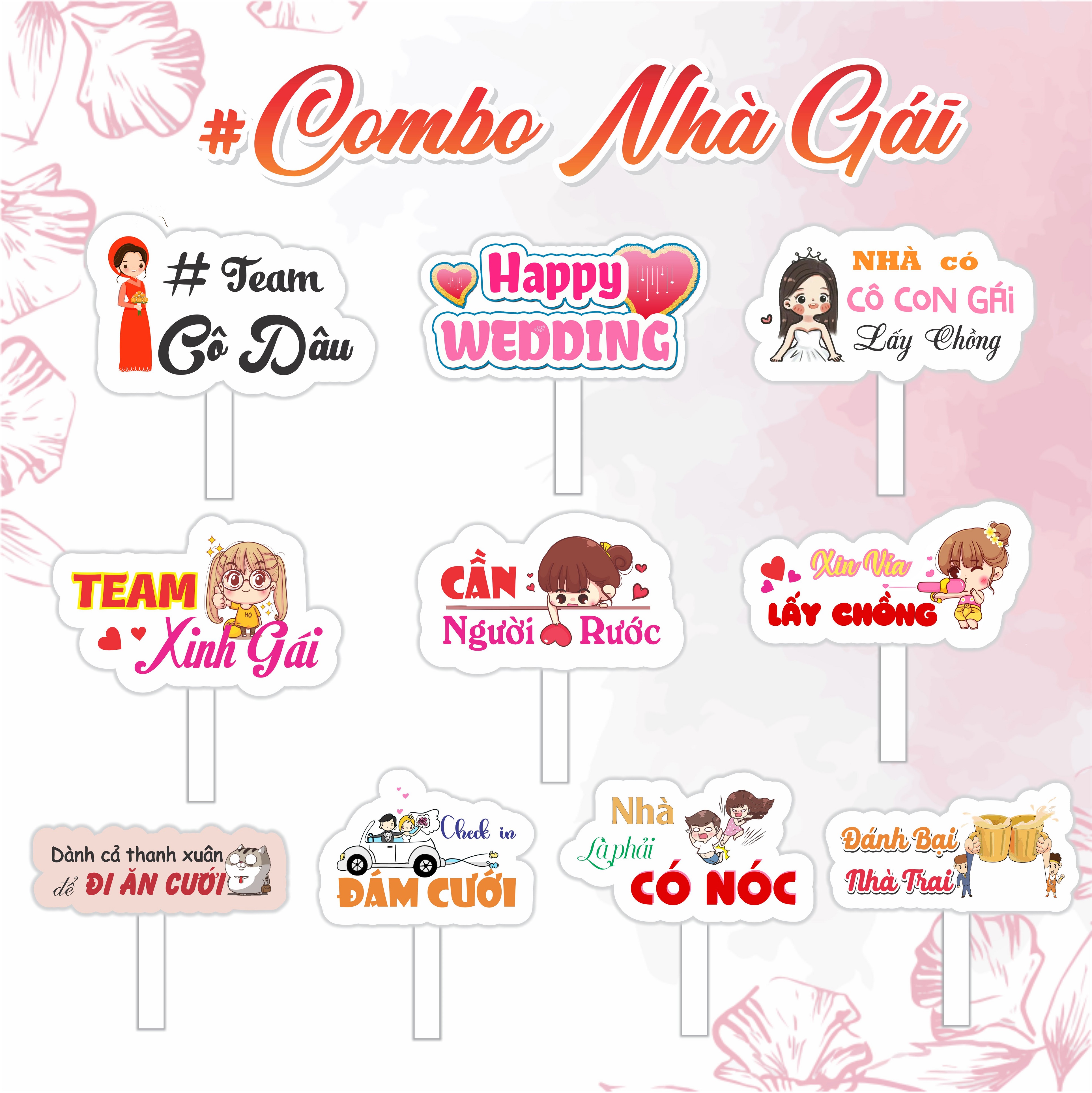COMBO 10 Hashtag cầm tay đám cưới. 10 chiếc 1 Combo
