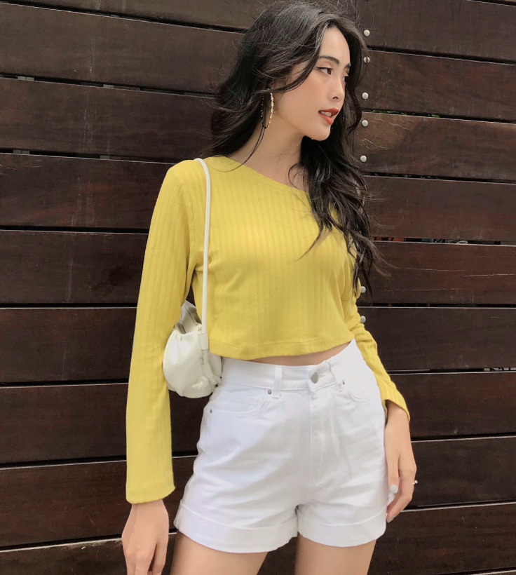 Áo thun MIEU lệch vai - GM26 (Tím/Xanh cốm)
