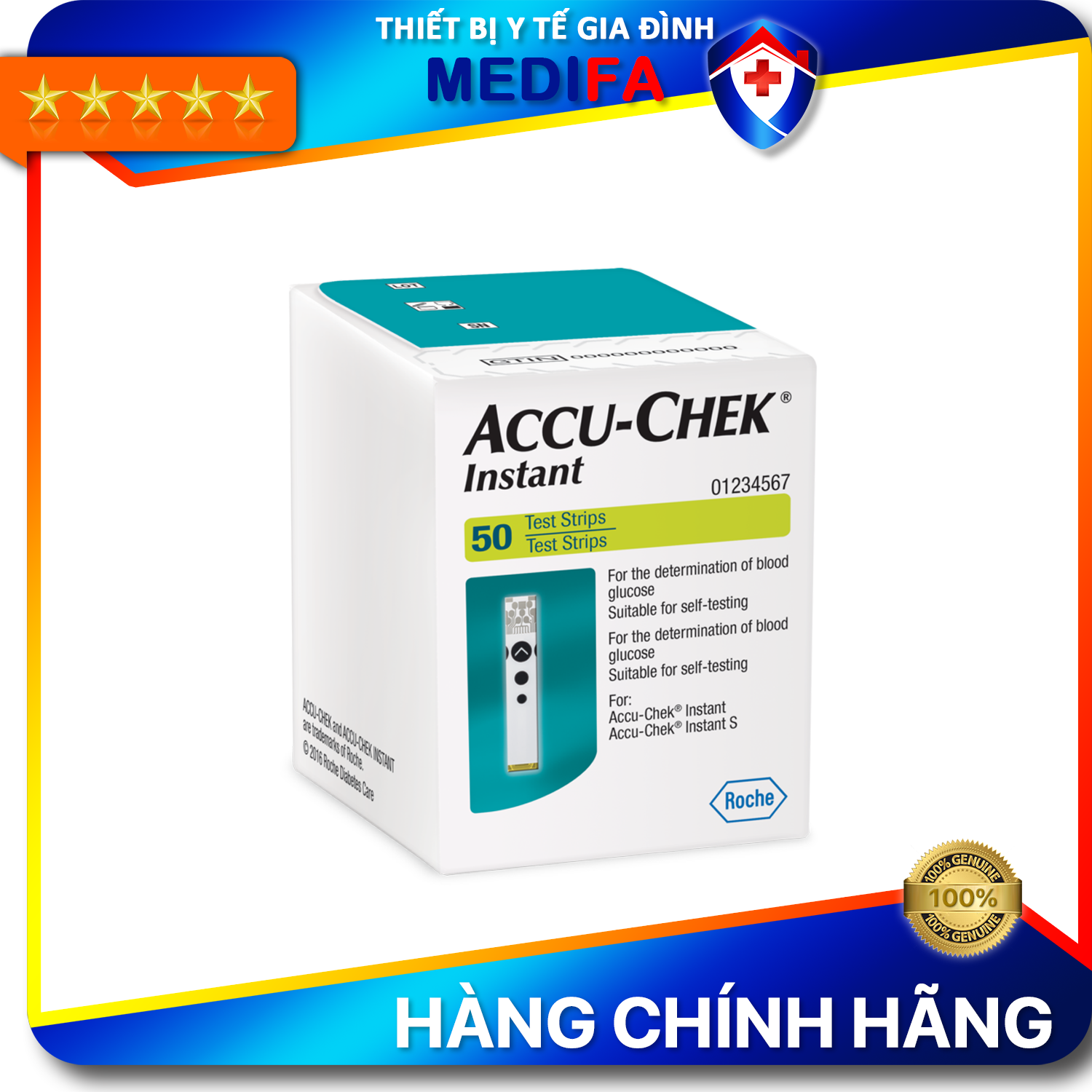 Hộp 25/50 Que Thử Đường Huyết Accu Chek Instant - Hàng Chính Hãng Roche, Date Xa