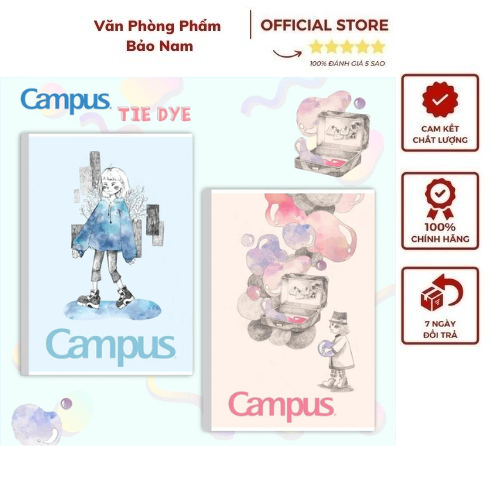 Vở kẻ ngang campus tie dye 80 trang- kích thước: 179x252mm - định lượng: 58-65gsm
