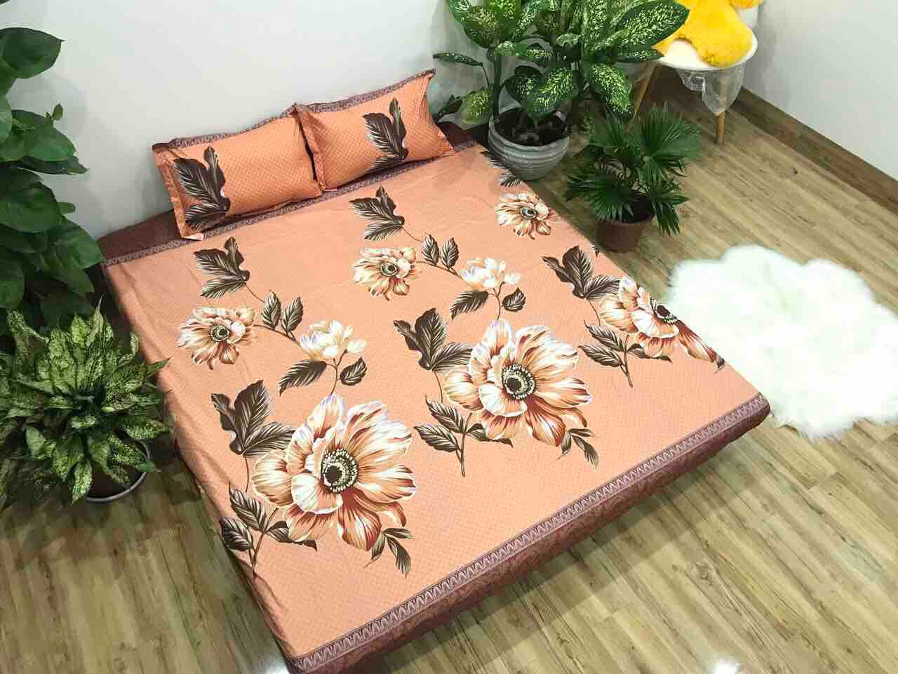 Bộ Ga Gối Cotton Poly - Trà Nâu ( 1 Ga + 2 Vỏ Gối 45x65 )