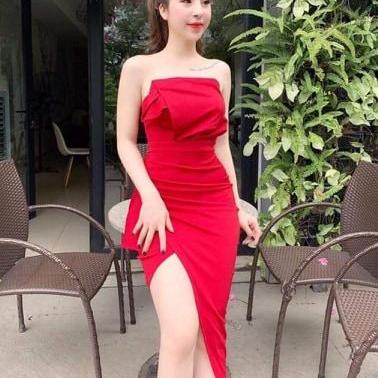 Đầm body xẻ tà ( có mút ngực )