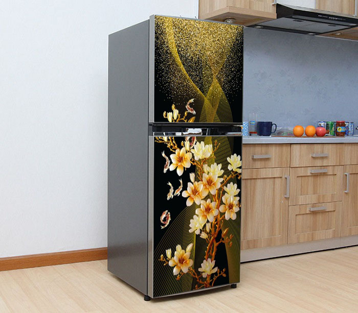 [HCM]Decal dán tủ lạnh - Mẫu Hoa Mai Trắng- Chất liệu cao cấp