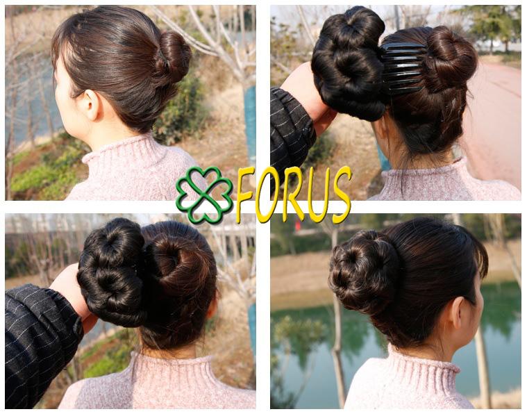 Tóc búi hoa kẹp, màu [nâu đỏ 2/33] tóc giả nữ
