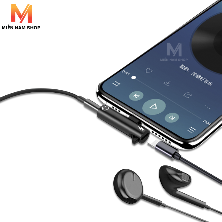 Đầu chuyển đổi Adapter Audio Nghe Nhạc Adapter Chuyển Đổi Tai Nghe 3.5mm và xạc chuẩn Lightning Cho iPhone 7 8 Plus