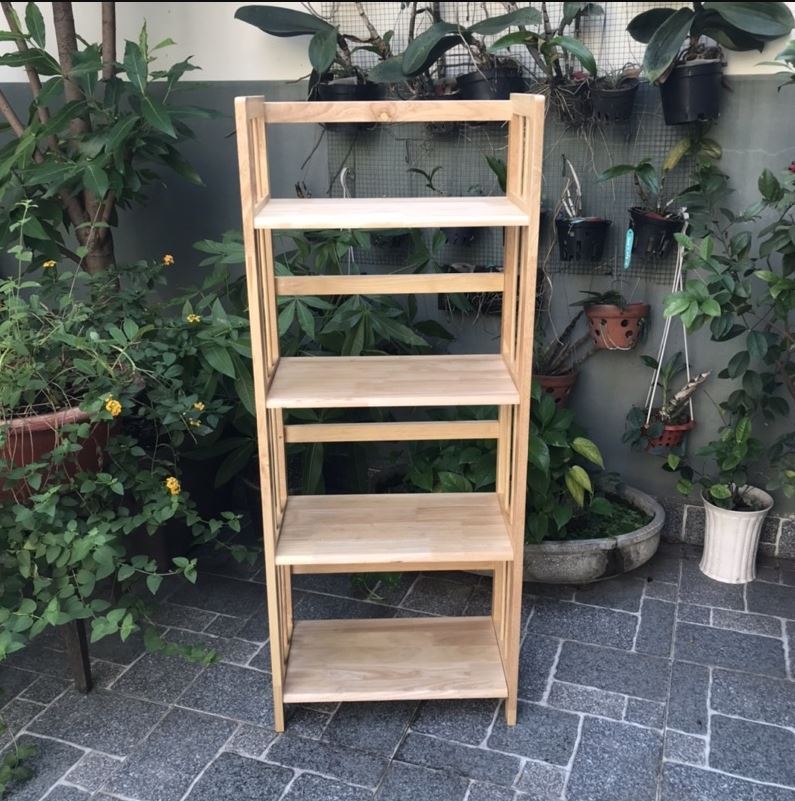 [HCM]Kệ sách 4 tầng 50cm gỗ cao su hàng lắp ráp