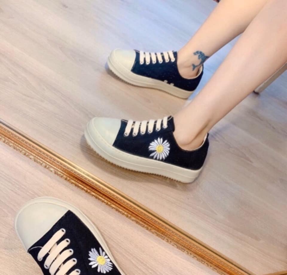 (Video Thật) Giầy nữ cao cổ sneaker hoa cúc  thời trang trẻ