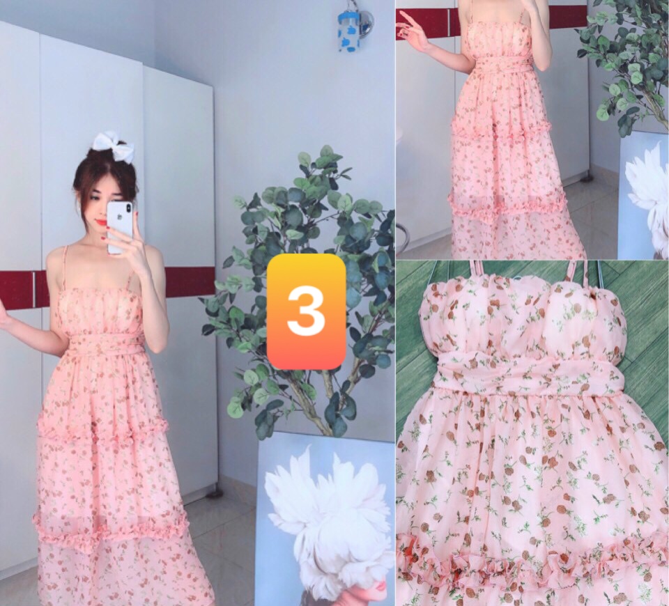 Đầm maxi 2 dây + ảnh thật