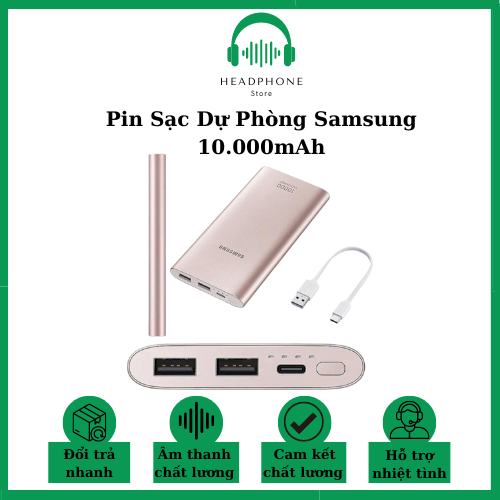 Pin sạc dự phòng samsung 10.000mah, pin sạc dự phòng samsung eb p1100 10.000 mah cổng usb - type c, hỗ trợ sạc nhanh qc 2.0