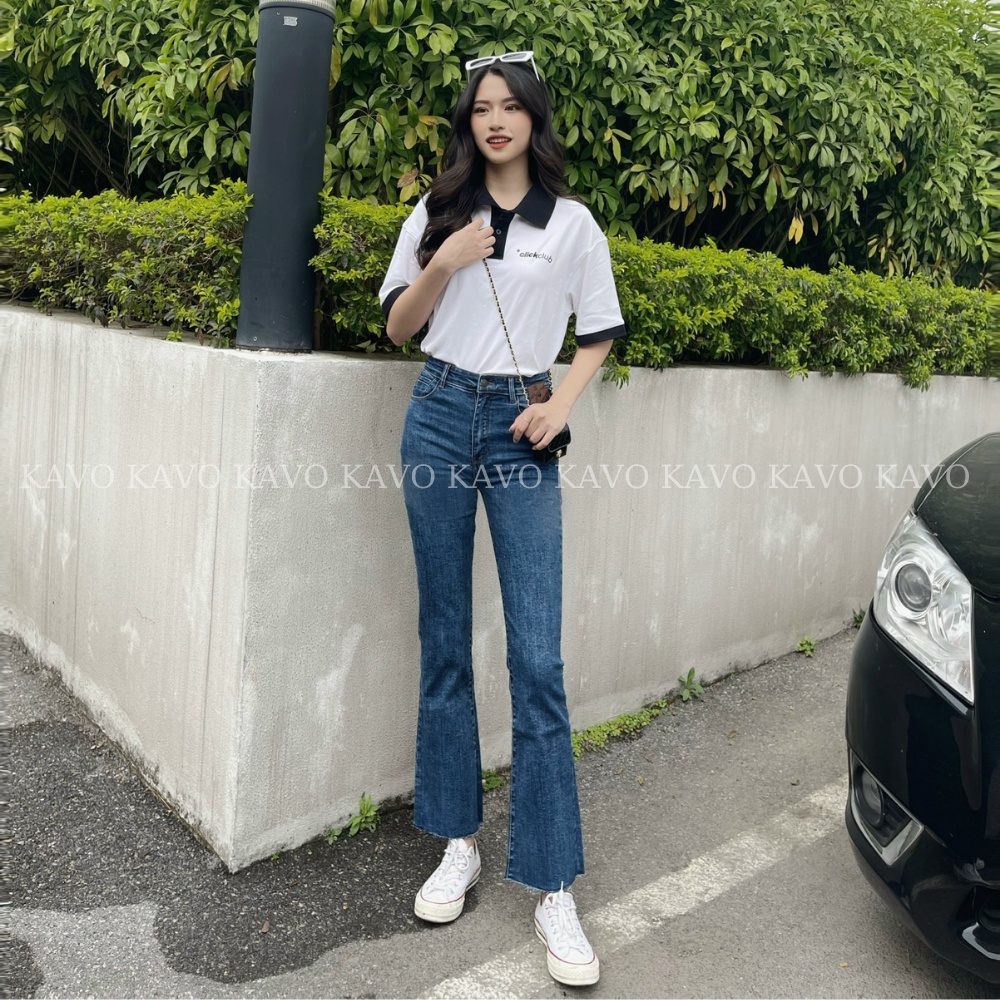 Quần Bò Nữ Dáng Loe - Quần Jeans Nữ Co Giãn 4 Chiều Chất Dày Dặn