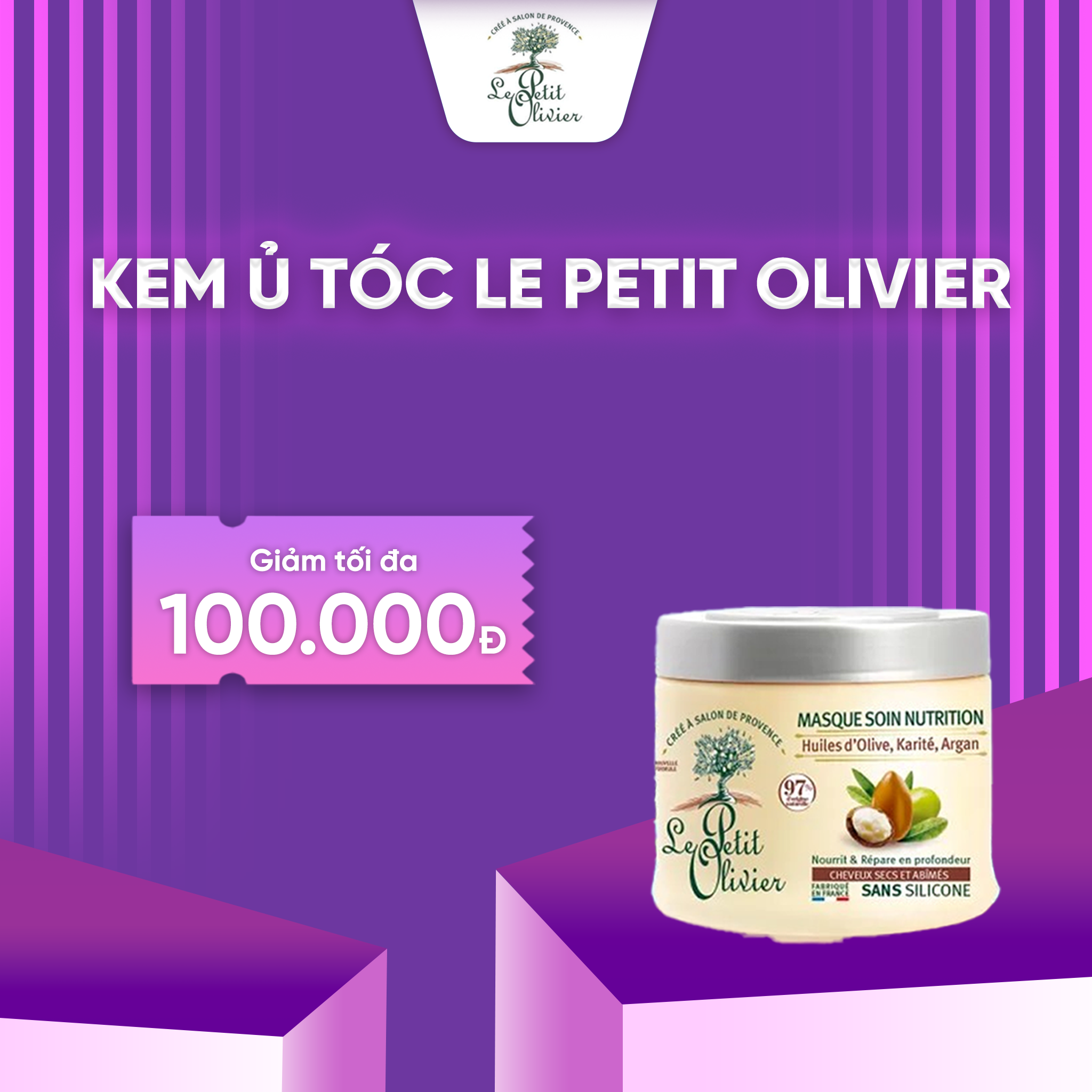  Kem ủ tóc Le Petit Olivier phục hồi và nuôi dưỡng tóc chuyên sâu tinh chất Argan Bơ Hạt Mỡ dầu Olive 330ml 
