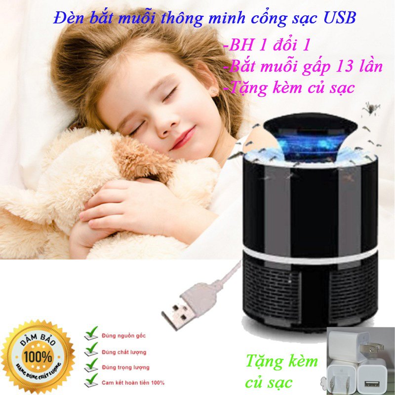 (Tặng kèm củ sạc) ĐÈN BẮT MUỖI HÌNH TRỤ, Hình Vuông CẮM CỔNG USB THÔNG MINH hút côn trùng ruồi, muỗi, nhanh chóng