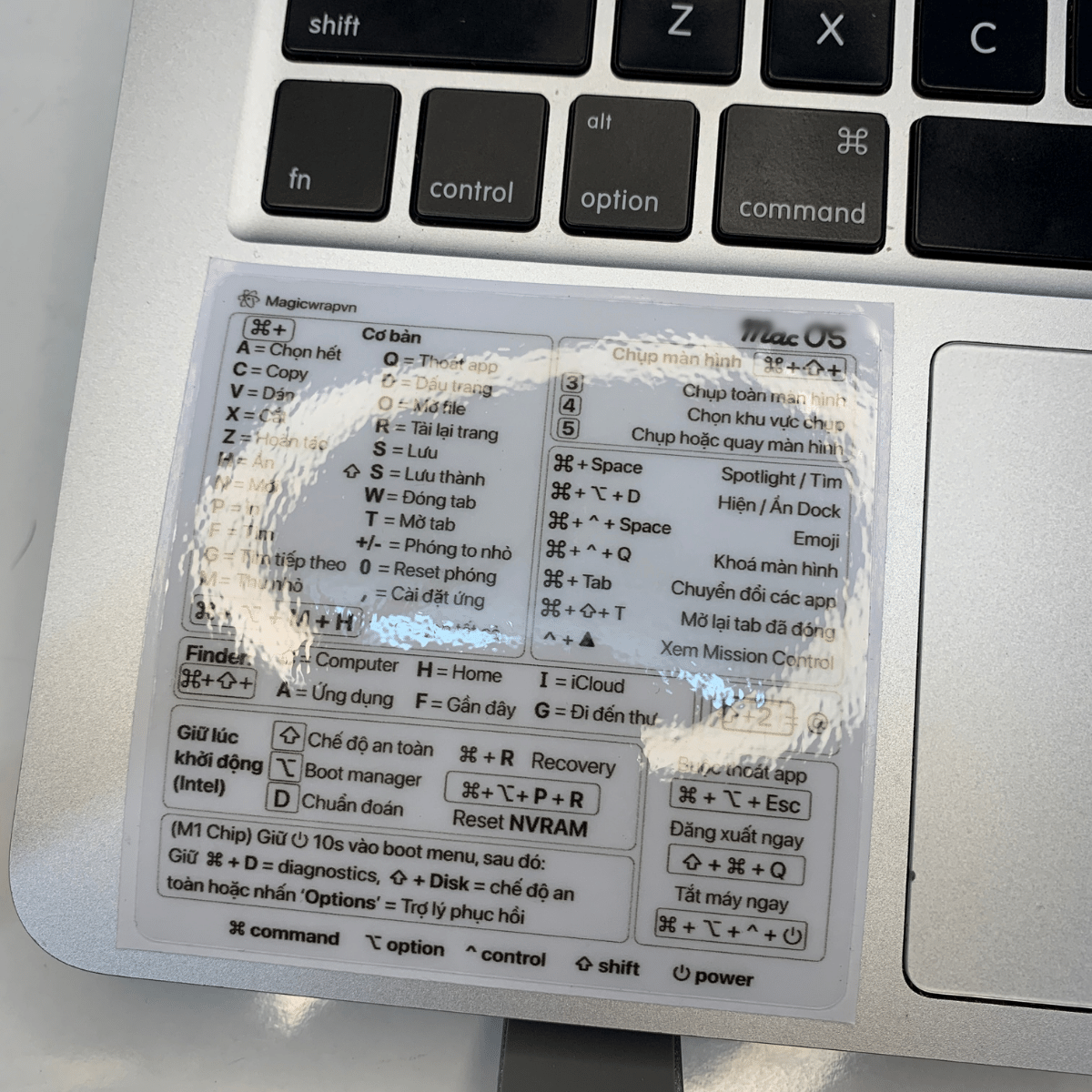 Miếng dán phím tắt MACOS cho laptop MACBOOK | MAGICWRAPVN | TECHLABVN